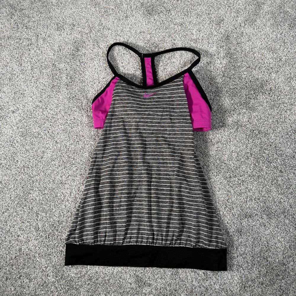 Nike Tankini Swim Top S Striped Racerback Built In Bra Swimwear Athletic